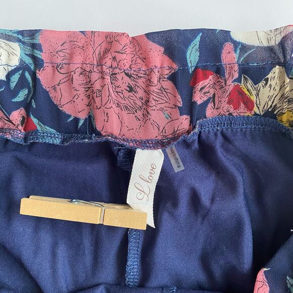 Love Floral Shorts Womens Large Floral Ruffled Hem/Waist Tie Front Lined - Picture 7 of 9